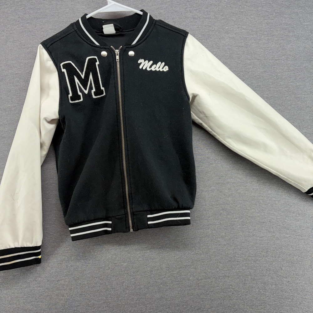 Marshmello Mello Varsity Jacket Black White Faux Leather Sleeve XL Youth